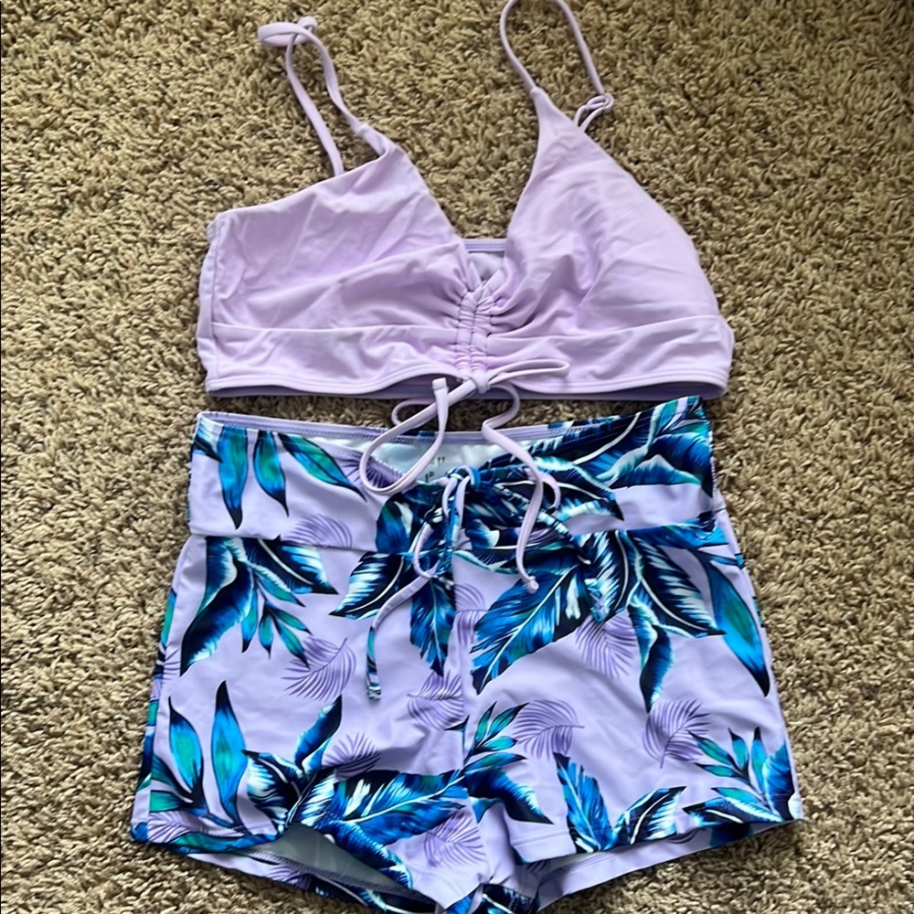 Purple and Blue Bikini with Abstract Pattern
